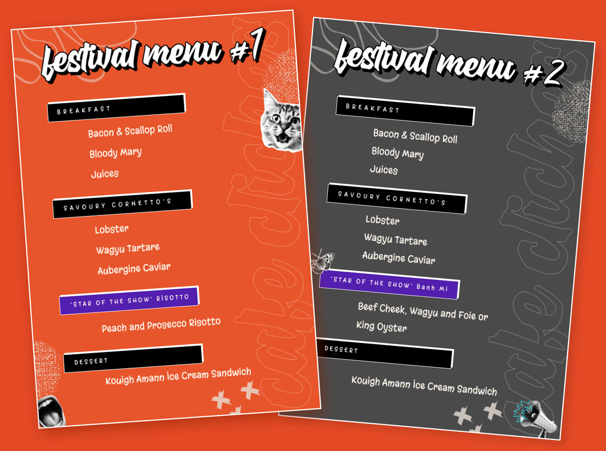 Festival menu's